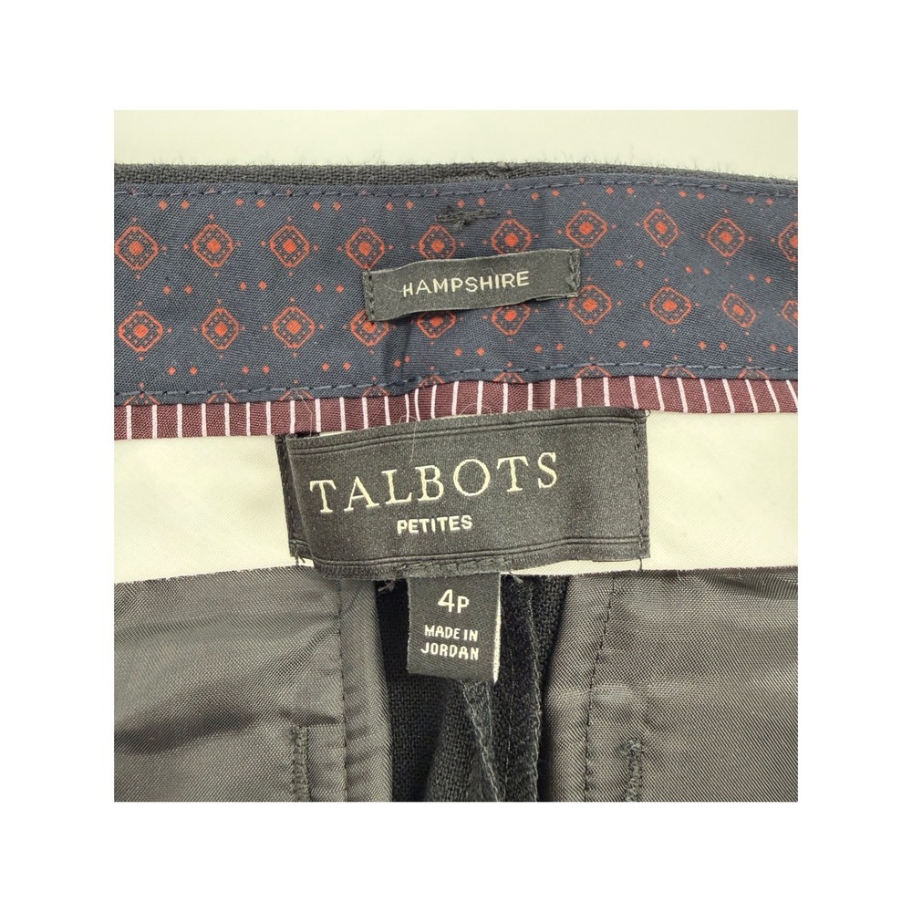 Talbots Pants Womens 4 Petite Black Hampshire Straight Leg Dress Trousers Office - Picture 4 of 10
